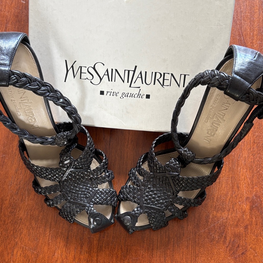 Yves Saint Laurent Black Woven Heels